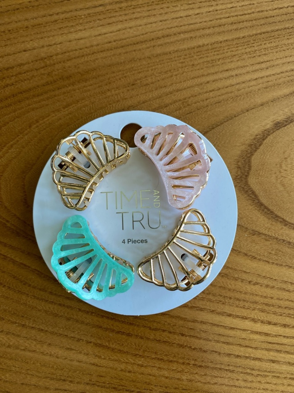 Time and Tru | Gold, Mint and Blush Shell Hair Clip Set